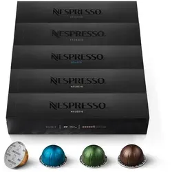 NESPRESSO VERTUO - 50 Signature Kaffeekapseln - Kaffee mit mittleren bis dunklen Röstungen, vollmundiger Geschmack und umweltfreundliche Kapseln aus 85% recycelbarem Aluminium. Ideal für VERTUO-Maschinen und Liebhaber intensiver Aromen.