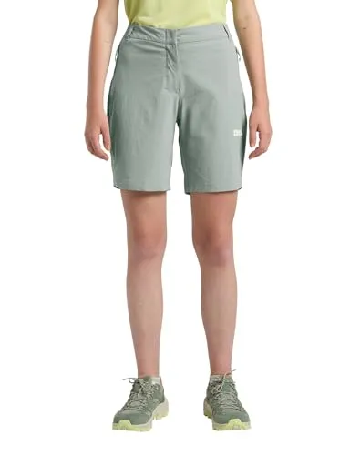 Jack Wolfskin Damen Hikeout Shorts (Größe M, grün) - Wanderhosen mit praktischen Taschen und komfortablem Schnitt, perfekt für sommerliche Abenteuer in der Natur.