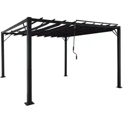 Berlinlodge Pergola Anthrazit, 300x213 cm - Moderne Pergola mit drehbarem Lamellendach für flexiblen Schatten und Sichtschutz. Stabiler pulverbeschichteter Aluminiumrahmen, ideal für Garten und Terrasse. BSCI-Sozialstandards geprüft, inklusive Bodenhalter für sicheren Stand.