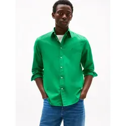 Businesshemd TOMMY HILFIGER "FLEX POPLIN SOLID RF SHIRT 1" - Klassisches Herrenhemd von Tommy Hilfiger in Olympic Green. Aus 100% Baumwolle, regulär geschnitten und mit Logostickerei für einen stilvollen Auftritt.