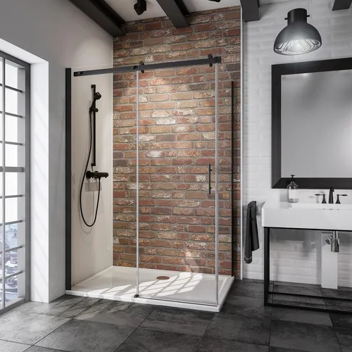 Schulte Eckdusche Alexa Style 2.0 – 200 cm, 6 mm Sicherheitsglas - Eckdusche mit Schiebetür und Heb-Senk-Mechanismus, barrierefrei und stabil, ideal für moderne Bäder. Maße: 120x80 cm.