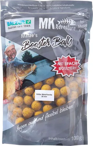 Balzer Matze Koch Booster Balls Boilies 15mm 1kg Süßer Mais/Vanille