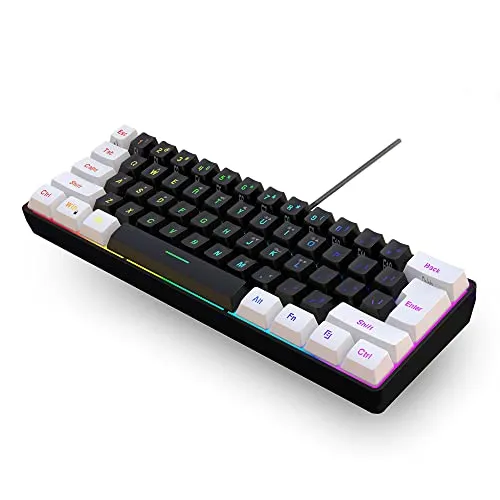 Snpurdiri 60% Gaming Tastatur - Ergonomische Mini RGB-Tastatur - Kompakte 60% Gaming-Tastatur mit RGB-Hintergrundbeleuchtung, ergonomischem Design und leisen Tastenanschlägen. Ideal für Gamer und Büroangestellte, die Platz sparen möchten.