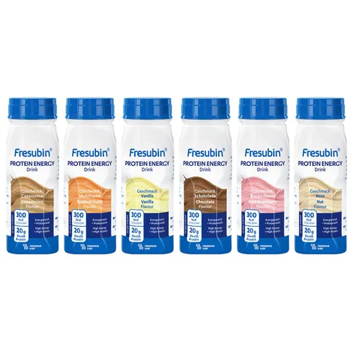 FRESUBIN Protein Energy Drink Mischkarton 24 x 200 ml - Arzneimittel für eine eiweißreiche, hochkalorische Ernährung. 300 kcal pro Flasche, ideal bei Appetitlosigkeit oder erhöhtem Energiebedarf. Gluten- und laktosefrei, perfekt für unterwegs.