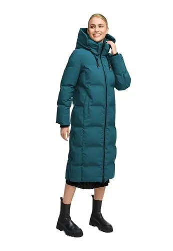 Marikoo Damen Winterjacke Tikoraa in ocean grün - Moderner Damen Winter Steppmantel Tikoraa von Marikoo mit extra langem Schnitt und hohem Kragen. Ideal für kalte Tage dank winddichter Eigenschaften und praktischen Taschen. Verfügbar in 14 modischen Farben und Größen von XS bis 5XL.