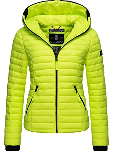 Navahoo Damen Übergangsjacke Steppjacke Kimuk Neon Green Gr. M - Funktionsjacken: Ultraleichte Steppjacke mit wasserabweisendem Material und taillierter Passform – perfekt für Frühling und Herbst!