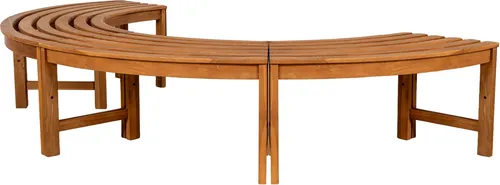 CLP Baumbank Male halbrund ohne Rückenlehne 250 cm - Gartenbank aus hochwertigem Teakholz, wetterfest und langlebig. Ideal für den Einsatz im Freien, bietet viel Platz und eine elegante Optik rund um Bäume.