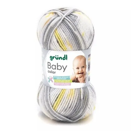 GRÜNDL WOLLE BABY COLOR 50G MAUSGRAU STEIN HELLGELB WEIß 50G/4,98 EURO NEU OVP