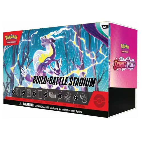 Pokemon Scarlet & Violet SV1EN - Build & Battle Stadium - TCG OVP Decks & Starter, ideal für Pokémon-Fans ab 6 Jahren mit einzigartigen Promo-Karten und Würfeln für ein spannendes Spielerlebnis.
