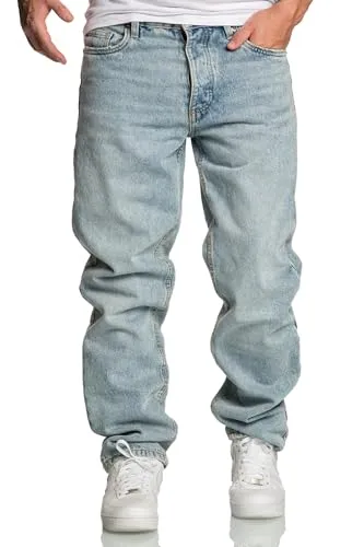 REPUBLIX Herren Loose-Fit 90s Denim Jeans - Straight Baggy R7025 Hellblau W32/L32 - Jeans im 90er-Stil mit lockerem Schnitt, ideal für lässige Outfits und hohen Tragekomfort.