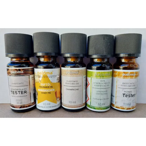 5er Set pajoma Duft-Öl Honigkuchen Lemongras Champagne Schokolade Honig = 40ml
