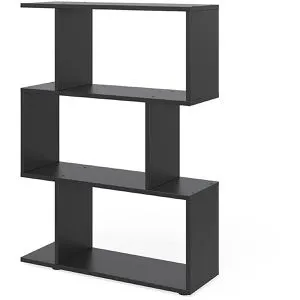 Vicco Raumteiler Levio - Stehendes Bücherregal in Schwarz, 70 x 100 cm - Bücherregal mit zickzack-Form für kreative Raumgestaltung, ideal für Bücher und Deko. Pflegeleichte Spanplatte, vielseitig einsetzbar.