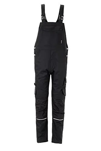 Planam Norit Herren Latzhose 6520 in Schwarz, Größe 50 - Hochwertige Arbeitshose mit optimaler Bewegungsfreiheit dank elastischer Einsätze. Ideal für Handwerk und Industrie, zertifiziert für Knieschutz.