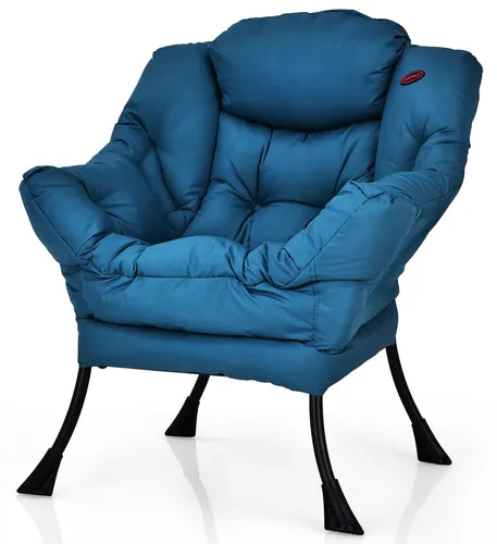 COSTWAY Sessel gepolstert, Relaxsessel mit Armlehnen & Seitentasche, Loungesessel, Fernsehsessel, Ohrensessel für Büro, Wohn- & Schlafzimmer Blau