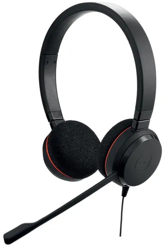 Jabra Evolve 20 UC Duo - Schnurgebundenes Stereo-Headset - Headset mit optimiertem Sound für Anrufe und Musik, passive Geräuschunterdrückung und einfacher Anrufsteuerung für effiziente Kommunikation.