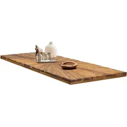 SIT Tischplatte, beige (natur) 240x100 cm - Zubehör für Möbel, hochwertige Massivholzplatte aus Teak mit eleganter Bruchkante, pflegeleicht und ideal für individuelle Tischgestaltungen.