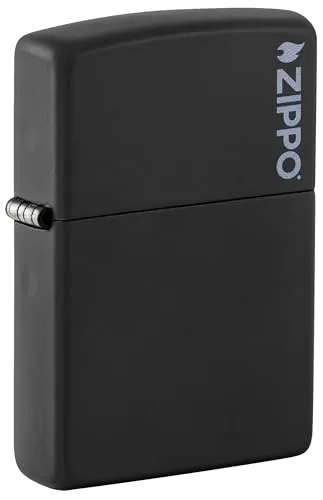Zippo 1290005 Feuerzeug 218Zl Black Matte mit Logo - Hochwertiges Feuerzeug aus robustem Messing, zündet zuverlässig bei Wind und Wetter, inklusive weltberühmter Zippo Garantie.