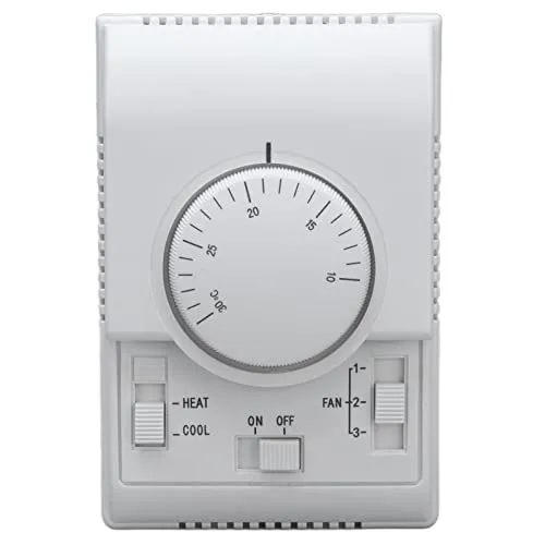 Mechanischer Raumthermostat 230V 10-30 ℃ Manuell Thermostat Heizen und Kühlen Zweiwege Knopf Typ Raum Temperatur Regler Einstellbarer Controller Schalter für Zentrale Klimaanlage