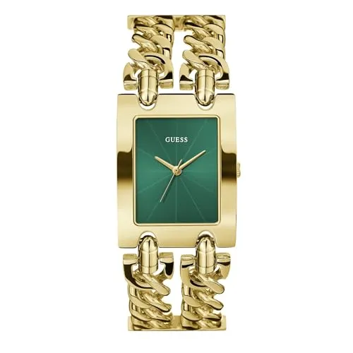 Guess Quarzuhr HEAVY METAL, gold/grün - Armbanduhren mit elegantem gold-grünen Design, spritzwassergeschützt und ideal für jeden Anlass. Perfekt für stilbewusste Träger!
