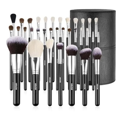 VEVOR 34-teiliges Pinselset für Makeup - Professionelles 34-teiliges Schminkpinsel-Set mit weichen Borsten und ergonomischem Holzgriff. Ideal für Foundation, Lidschatten und mehr. Perfekt für Anfänger und Profis, inklusive praktischem Reiseetui.