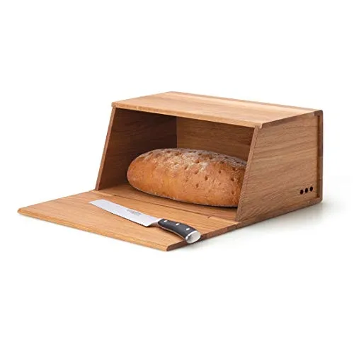 Brotkasten CONTINENTA aus Eichenholz, beige - Brotkästen für optimale Lebensmittelaufbewahrung, sorgt für langanhaltende Frische und kann als Schneidebrett genutzt werden. Platzsparend mit Ablagefunktion.