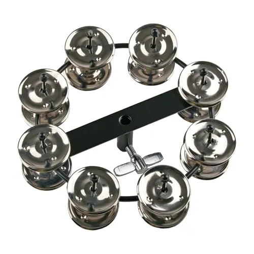 Fame Jingle HiHat Tambourine, Zweireihig, Stahl, Schwarz, Einfache Montage, Klarer und Definierter Sound, Preiswerte HiHats Erweiterung, 3 Jahre Garantie