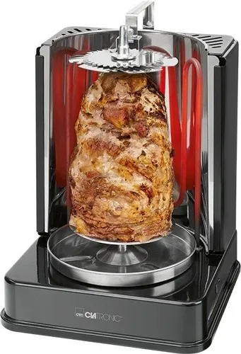 Clatronic Döner-Vertikal-Multigrill DVG 3686 - Fettfreies Grillen von Hähnchen, Kebab und Gyros, mit 6 rotierenden Fleischspießen und Edelstahl-Fettauffangbehälter
