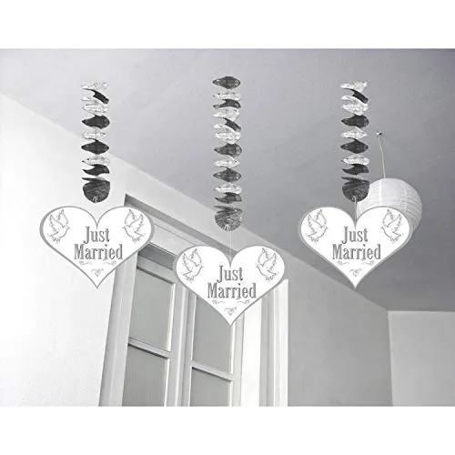 Folat Just Married Hochzeit Hängedeko Herzen 3 Stück