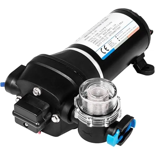 VEVOR Hochdruckmembran Wasserpumpe 12 V - 17 L/min - Leistungsstarke selbstansaugende Membranpumpe mit max. Durchfluss von 17 L/min, ideal für Kfz, Schifffahrt und Wohnmobile. Langlebig und einfach zu installieren, für vielfältige Anwendungen geeignet.