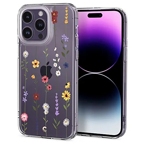 CYRILL Cecile kompatibel mit iPhone 14 Pro Hülle, (6,1 Zoll) (2021) Langlebig innere Klar Muster Transparent weich TPU Bumper Durchsichtige Case - Blumen Garten