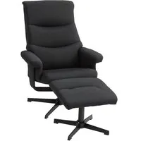 HOMCOM Relaxsessel mit Hocker – Gepolsterter Fernsehsessel mit Liege- und Wippfunktion - Funktionssessel für Wohnzimmer und Schlafzimmer mit entspannender Relaxfunktion und stilvollem Samtbezug in Schwarz.