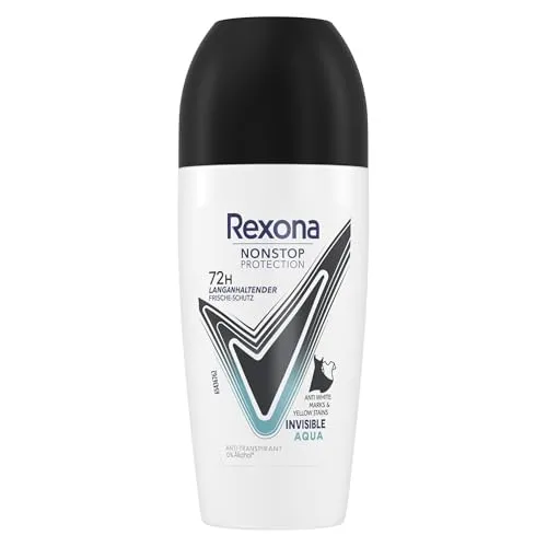 Rexona Nonstop Protection Deo Roll-On Invisible Aqua Anti Transpirant mit 72 Stunden Schutz vor Schweiß und Körpergeruch 50 ml