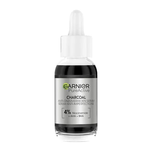 Garnier PureActive AHA + BHA Charcoal Anti-Unreinheiten Serum - Mit Holzkohle - 30ml