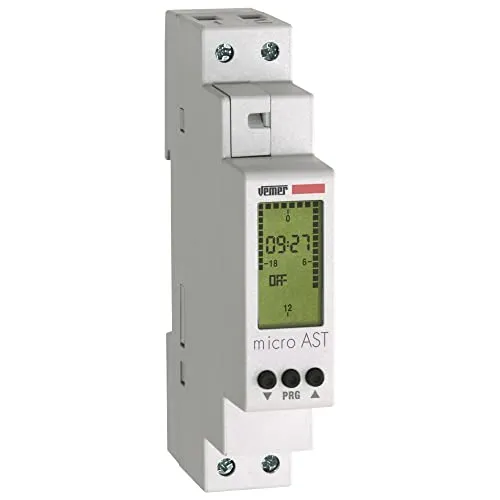 VEMER VE762300 Micro AST Digitale Astro Zeitschaltuhr, Astronomischer Zeitschalter, Montage Hutschiene, Weiß, 1 DIN-Modul