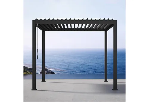 MIRADOR Pergola 111 Deluxe 3x3 m Aluminium Anthrazit - Elegante Pergola mit verstellbarem Lamellendach, ideal für Garten und Terrasse. Robuster Aluminiumrahmen sorgt für Stabilität und Schutz vor Sonne und Regen.