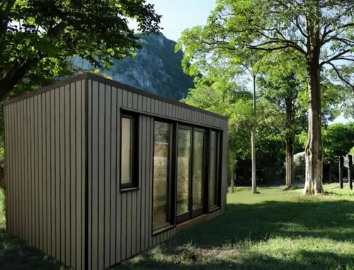 Modernes See Holzhaus für Garten und Camping - Gartenhaus aus hochwertigem Kiefernholz, wasserdicht und modern im Design. Ideal für Wochenendausflüge oder als gemütlicher Rückzugsort. Mit 1 Fenster und 1 Tür, einfache Montage.