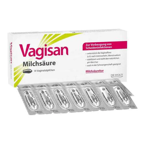 Vagisan Milchsäure Vaginalzäpfchen 14 St - Für ein gesundes Scheidenmilieu - Intimpflege: Fördert das Wachstum nützlicher Milchsäurebakterien und hilft bei der Vorbeugung von Scheideninfektionen, auch während der Schwangerschaft anwendbar.