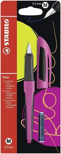 Füller - STABILO Flow SPORTY in pink/schwarz - Einzelstift - inklusive Patrone