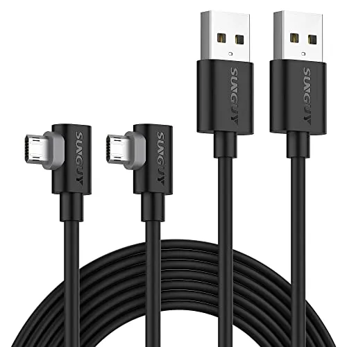 SUNGUY Micro USB Kabel 90 Grad, 2 Stück 2m 18W USB auf Micro USB Ladekabel USB 2.0 Datenübertragung Kompatibel mit Galaxy S7 Edge S6 S5, Moto E6 5 4, Xperia Z5, Kindle Fire, LG