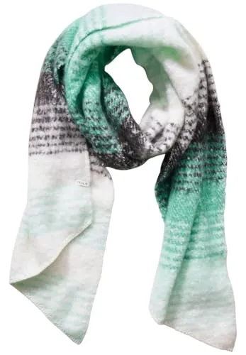 CECIL Damen B572580 Gestreifter Schal, Aventurine Green - Schal für Damen in Aventurine Green, gemustert und mit angenehmem Tragekomfort – perfekt für kalte Tage, Maße ca. 40 x 200 cm.