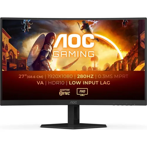 AOC C27G4ZXE - 27 Zoll Curved Gaming-Monitor, 280 Hz Bildwiederholfrequenz und 1 ms Reaktionszeit für flüssiges Gameplay