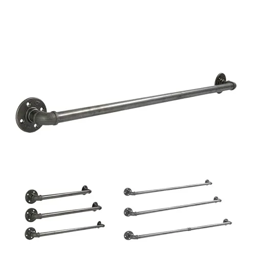 Natural Goods Berlin Kleider-Stange Pipe GARD Wall – Industrial Design - Stylische Wand-Garderobe im Industrial Style für Flur, Schlafzimmer oder Gewerbe. Einfache Montage mit Anleitung, inklusive allem Zubehör. Robuste Metallstange mit pflegeleichtem Finish für langlebige Nutzung.