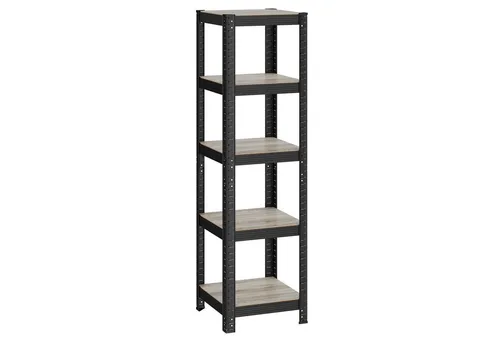 Songmics Schwerlastregal mit 5 Holzböden, 80kg Fachlast - Standregal mit höhenverstellbaren Holzböden, stabil und beidseitig nutzbar. Gesamtlast von 400 kg, ideal für Lagerung und Organisation.