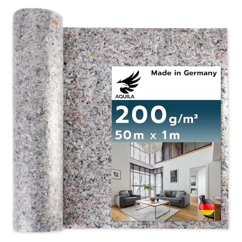 AQUILA Profi Malervlies 50m x 1m, 200 g/m², Kein Durchsickern, hochwertiges Abdeckvlies zum Streichen, Schutz für Böden & Möbel, rutsch- & reißfest, Made in Germany