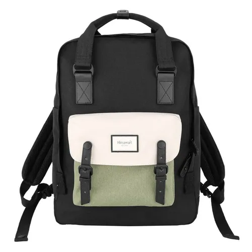 Himawari 1010 Laptop-Rucksack 15.6'' (Schwarz und Grün) - Stylischer und wasserdichter Rucksack aus umweltfreundlichem Polyester, ideal für den täglichen Gebrauch. Mit einem speziellen Fach für 15,6'' Laptops und zahlreichen Taschen für optimale Organisation.