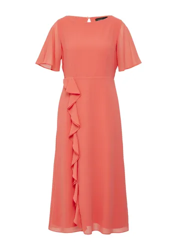 s.Oliver BLACK LABEL Minikleid Chiffonkleid - Elegantes Minikleid mit Volants und U-Boot-Ausschnitt, perfekt für besondere Anlässe oder einen stylischen Abend.