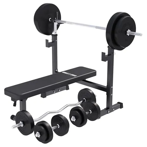 GORILLA SPORTS Hantelbank mit Ablage - Klappbar, Set mit Gewichten 40/70/100kg - Hantelbänke für Dein Fitnessstudio Zuhause – die klappbare GORILLA SPORTS Hantelbank bietet Stabilität und Funktionalität für ein effektives Workout. Inklusive Gewichte, um Deine Kraft zu steigern!
