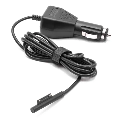 vhbw KFZ-Ladekabel kompatibel mit Microsoft Surface Pro 4, Pro 5, Pro 3 Notebook, Tablet - 12V Ladegerät Schwarz 2.58 A