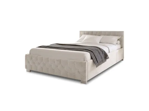 Juskys Polsterbett Nizza mit Stauraum und LED Licht - Beige Chesterfield Polsterbett mit 1 Bettkasten, 250 kg Belastbarkeit und eleganter LED-Beleuchtung – ideal für stilvolle Schlafzimmer.