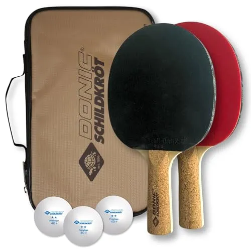 Donic-Schildkröt Tischtennis-Set Persson 500 - 2 Schläger mit Korkgriff, 3 hochwertige Bälle, praktische Tragetasche für beste Spielerfahrung
